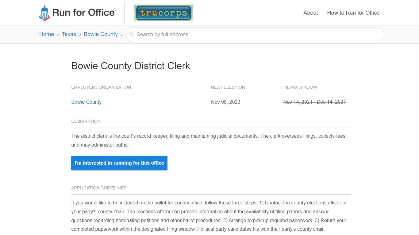 Bowie County District Clerk - Run for Office