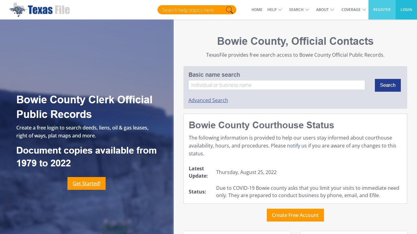 Bowie County Clerk Official Public Records | TexasFile